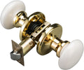 NCL White Door Knobs Polished Brass Porcelain Levers - Classic