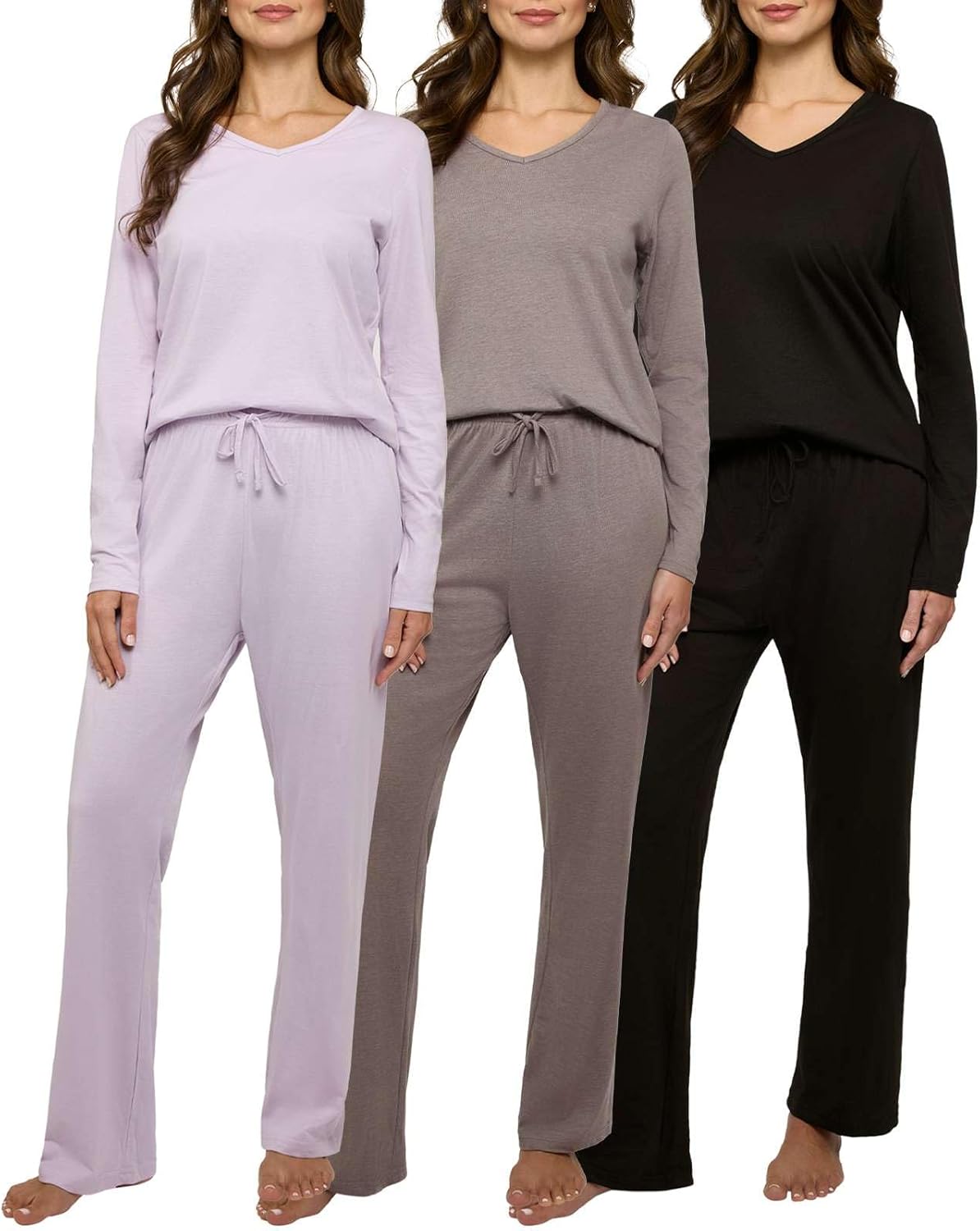 Real Essentials Women's Soft Cotton Long Sleeve Pajama Set