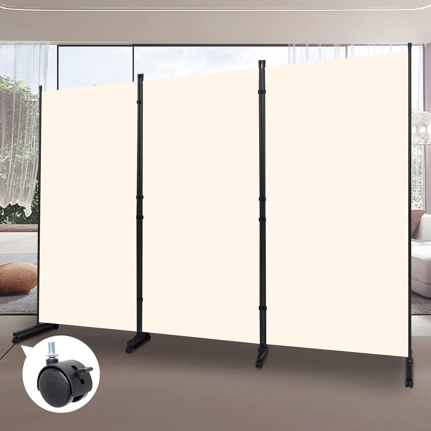 Room Divider Folding Privacy Screens with Wheels for Office Use