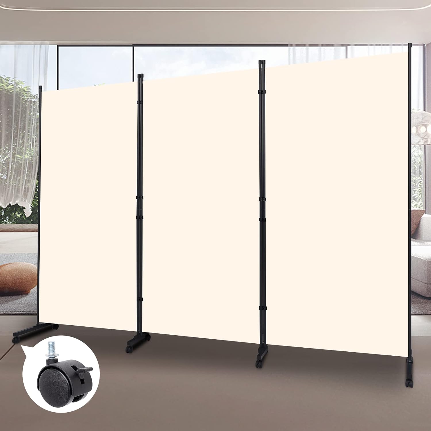 Room Divider Folding Privacy Screens with Wheels for Office Use