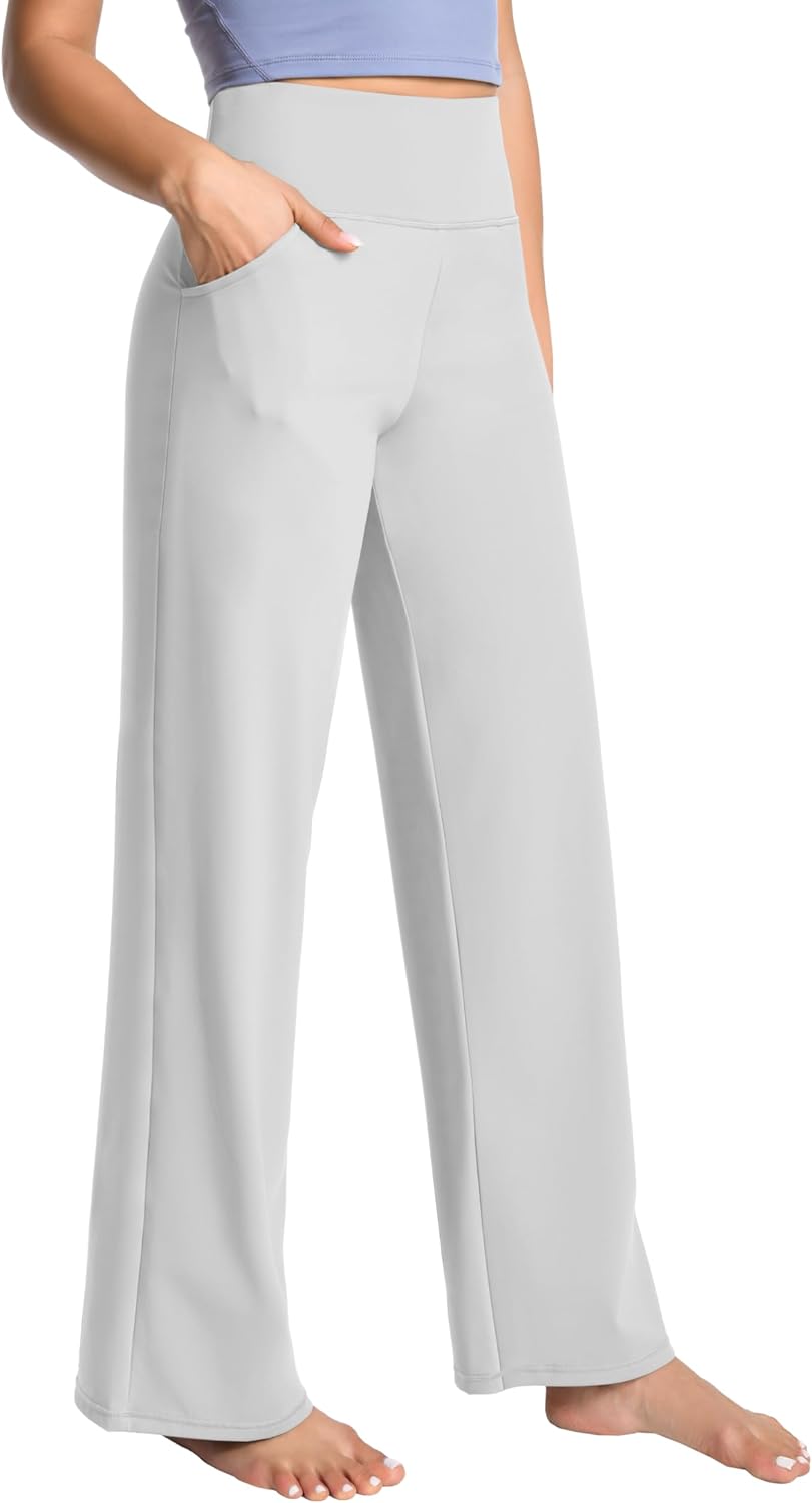 BUBBLELIME High Waist Wide Leg Yoga Pants with Pockets for Women