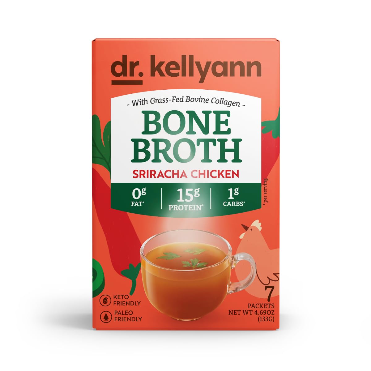 Dr. Kellyann Sriracha Chicken Bone Broth Packets for Wellness