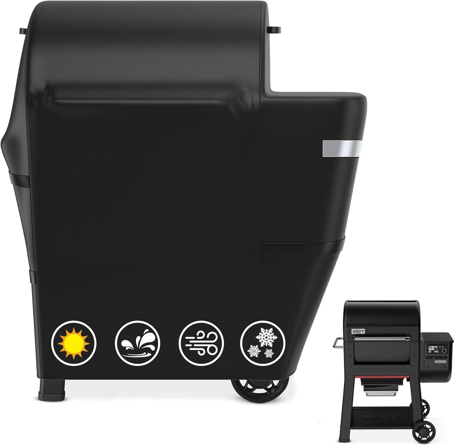 Utheer Grill Cover for Weber Searwood 600 Pellet Grill, Black