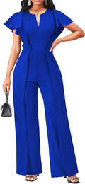 sexycherry Formal Jumpsuit for Women - V Neck Overlay Long Pants