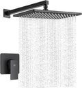Black Shower Faucet Set Rainfall 12 in Shower Head - Matte Black