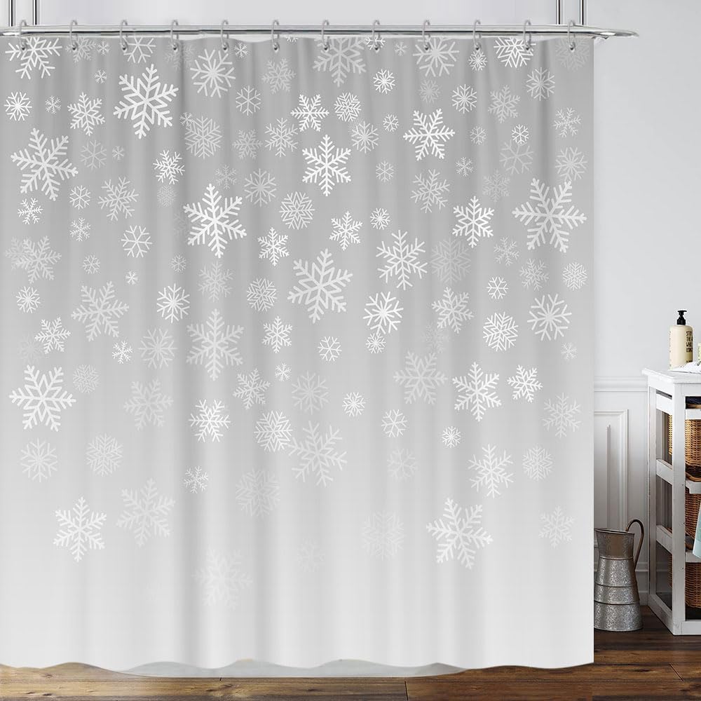 Winter Snowflakes Bathroom Shower Curtain ~ Festive Decor