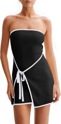 Wenrine Womens Strapless Tube Top Mini Dress - Summer Party Knit