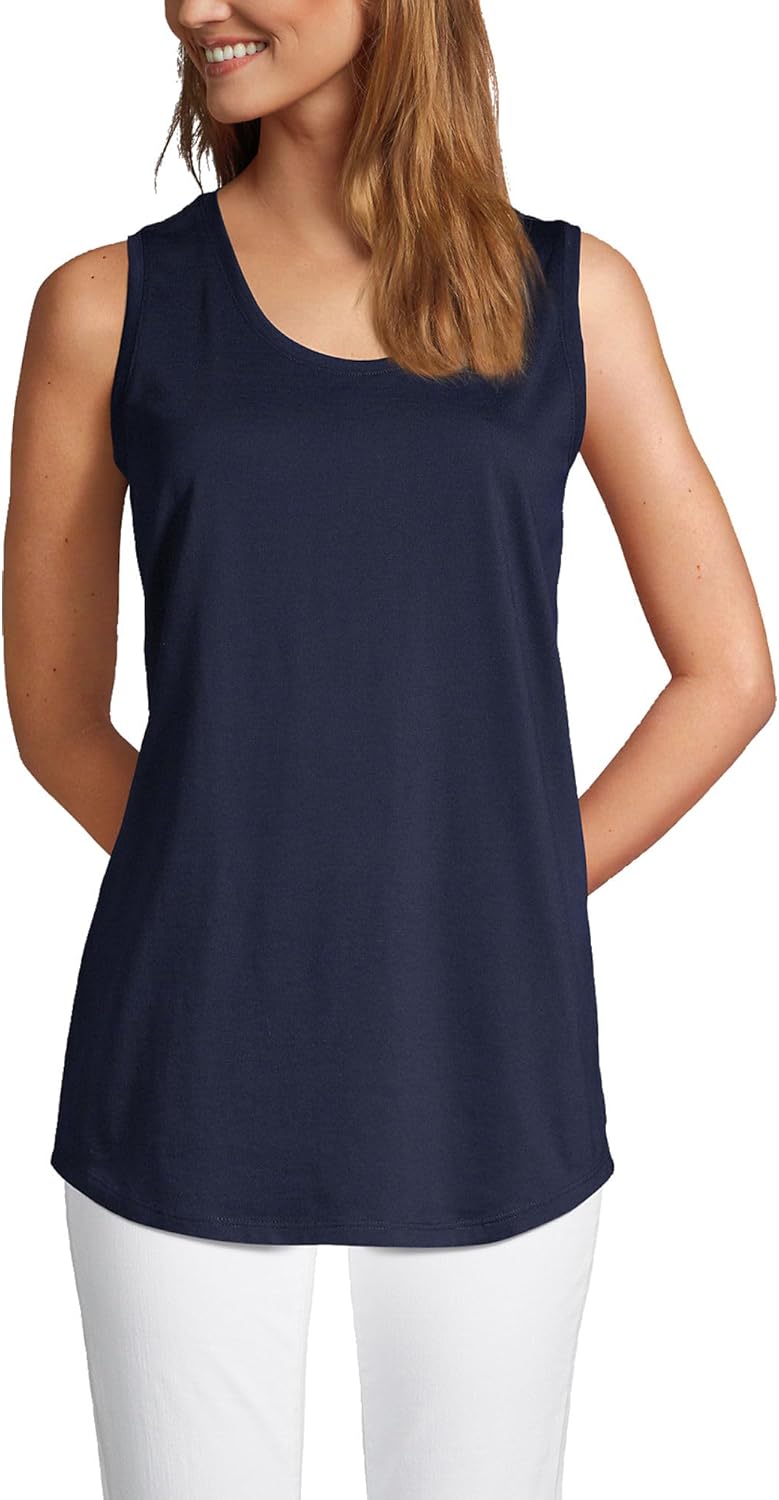 Lands' End Women's Supima Cotton Tunic Tank Top for Summer