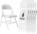 6 Pack White Folding Chairs with Padded Cushion and Back - Comfortable