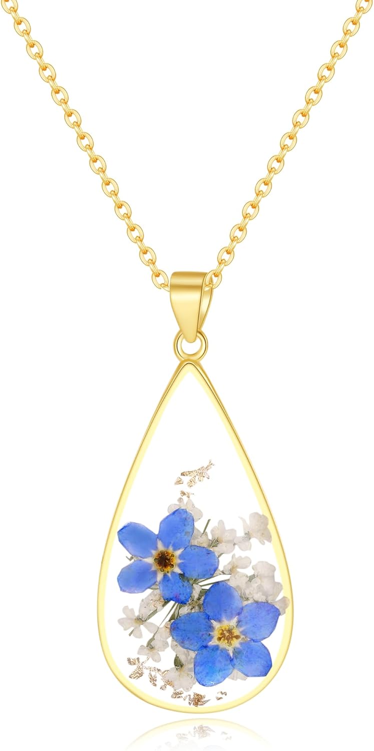 Forget-Me-Not Pressed Wildflower Necklace for Timeless Love