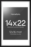 14x22 Frame Black Wood with Mat 12x16 - Deep Matte Oak Finish