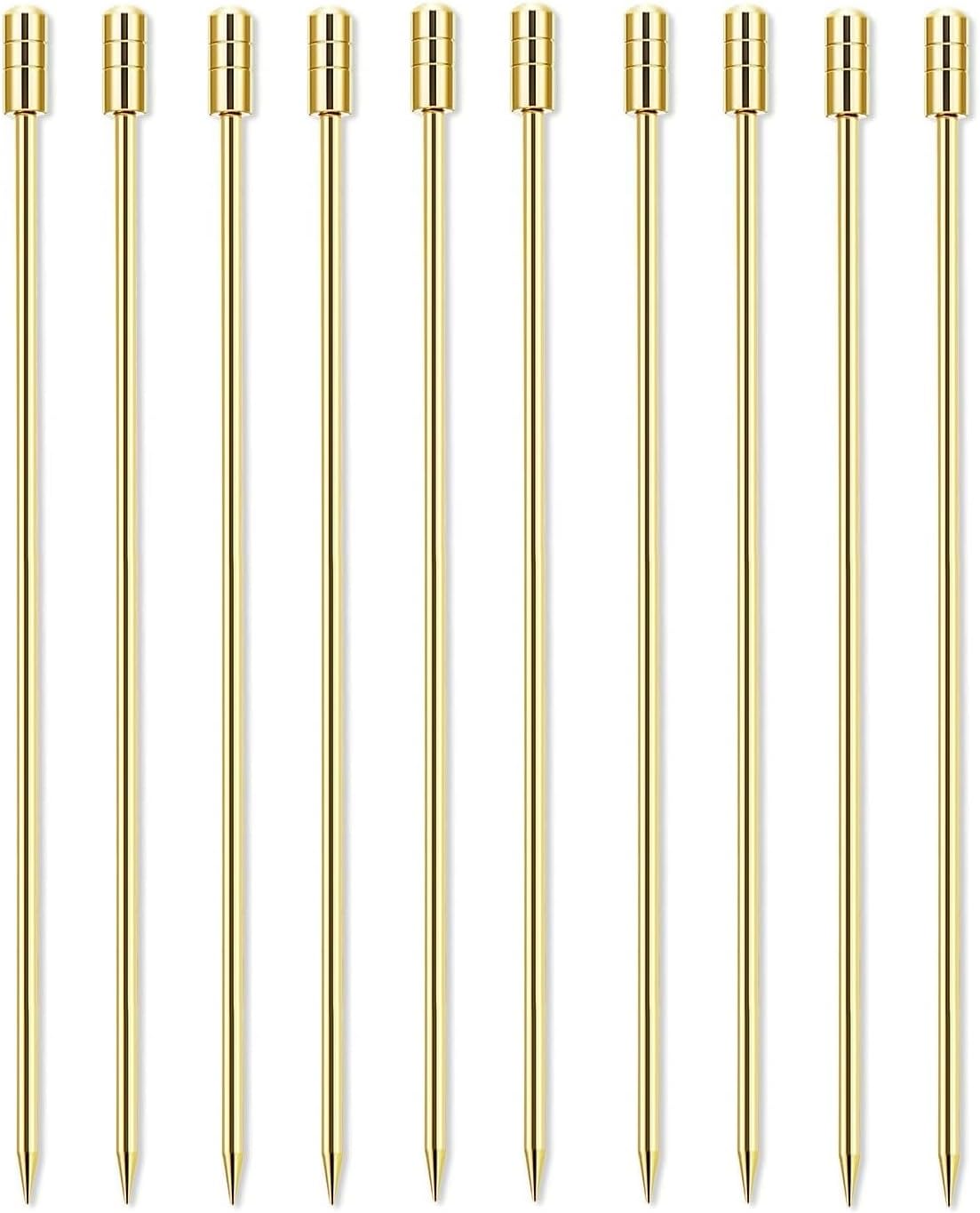 SZLFSX Gold Cocktail Picks Set 4.3 inch - Luxe Stainless Steel Martini Accessories
