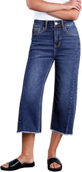 Sidefeel Women's Capri Jeans High Waisted Wide Leg - Casual Cool
