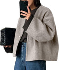 HOTIAN Women Cropped Wool Blend Coats for Fall and Winter