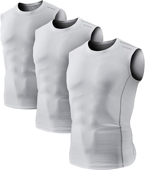 DEVOPS 3 Pack Men's Athletic Compression Shirts for Performance