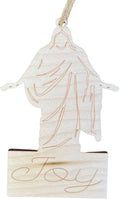 Set of 20 Religious Christmas Ornaments Christus Joy - Bulk Wooden 3x3