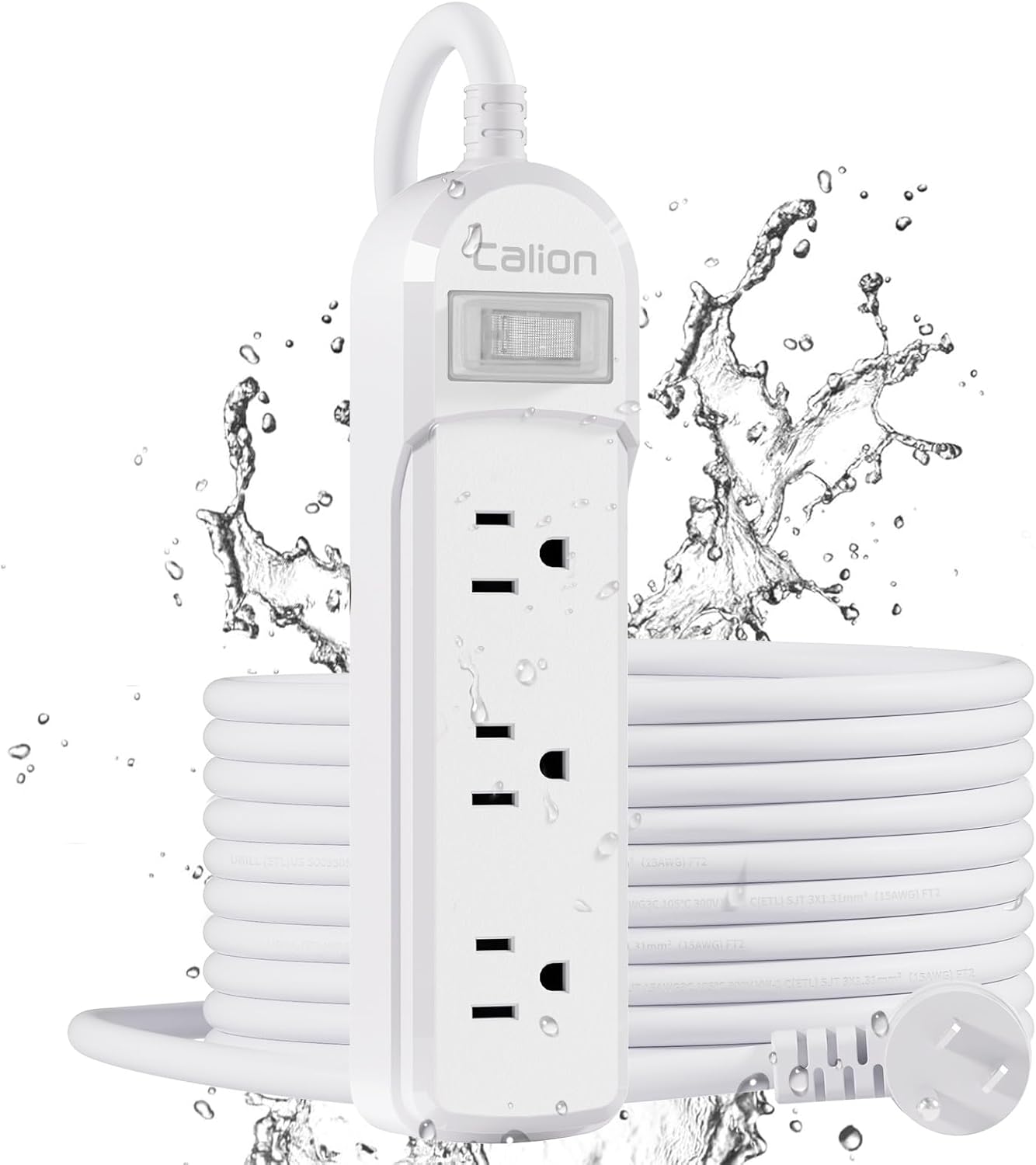 Outdoor Power Strip Weatherproof with 14.7ft Extension Cord