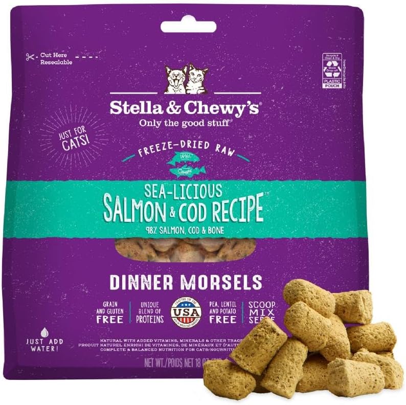 Freeze-Dried Raw Cat Dinner Morsels with Salmon & Cod Recipe