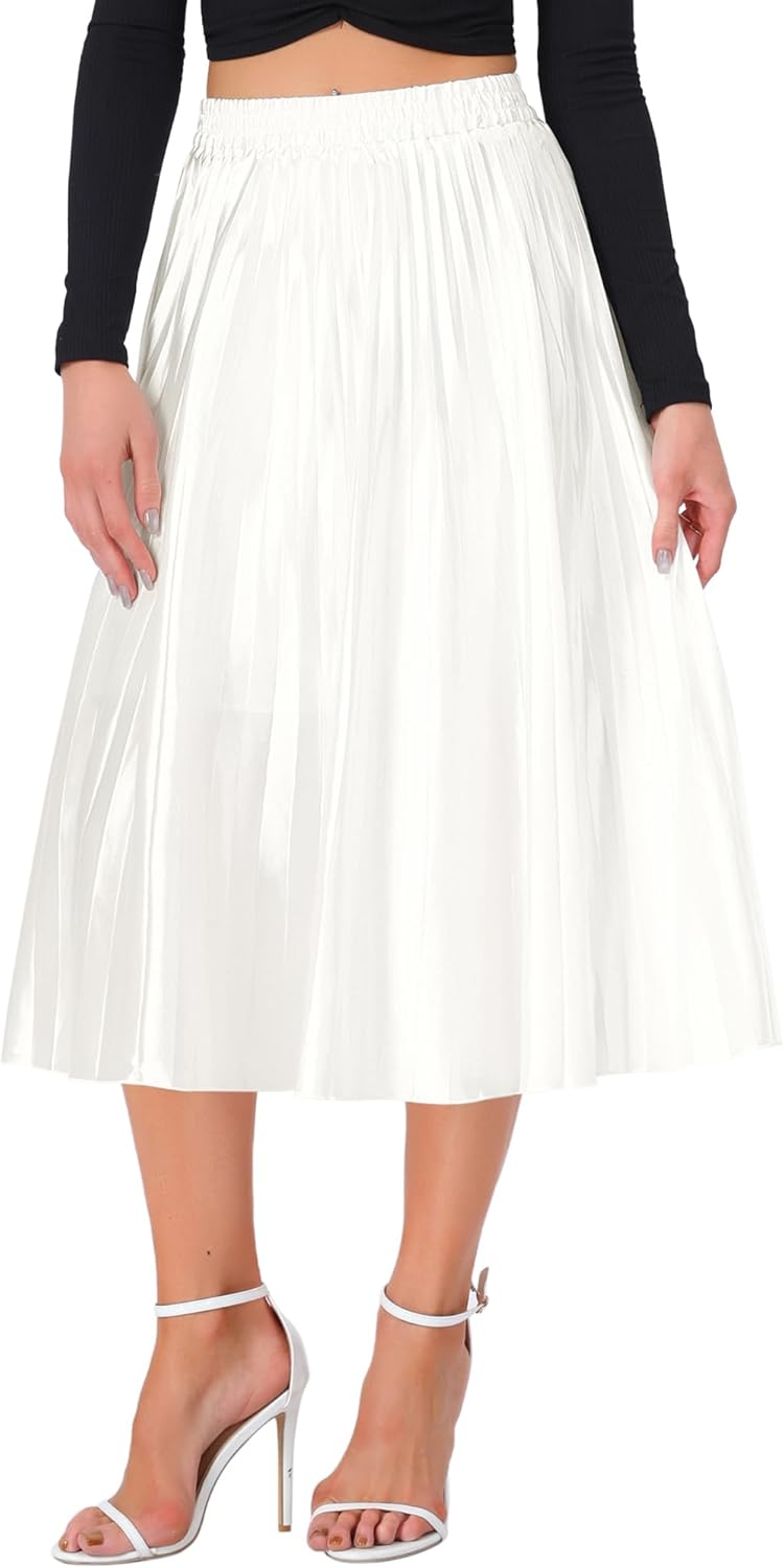 Allegra K Women Pleated Midi Skirt for Stylish Party Looks