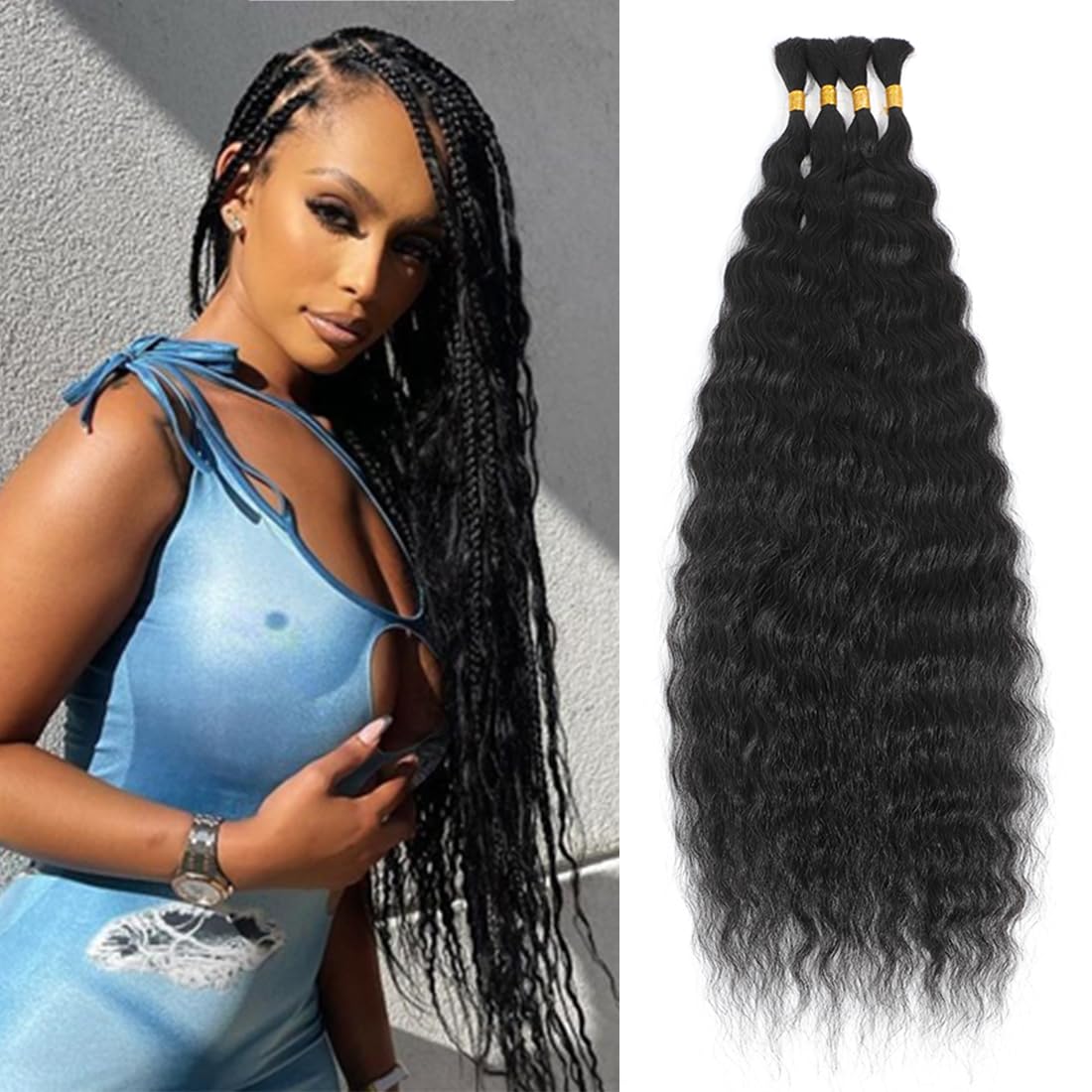 Super Wave Bulk Brazilian Virgin Human Hair for Braiding 22in
