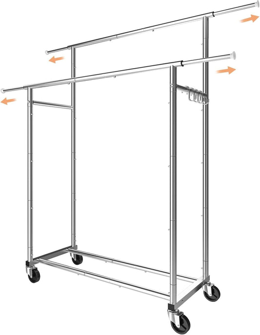 Double Rod Clothing Garment Rack for Organized Storage Solutions