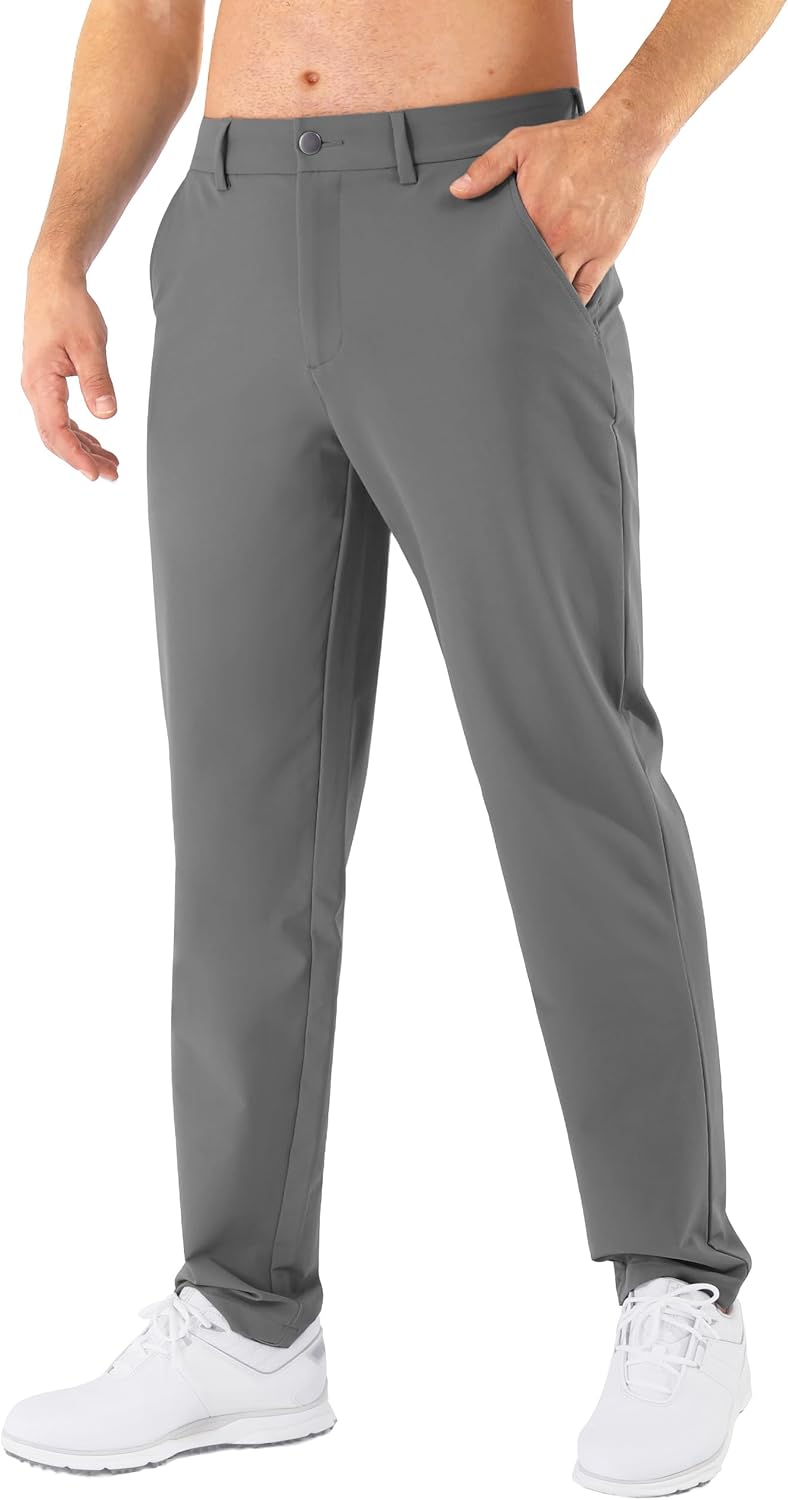 Mens Golf Pants Stretch Classic Fit Quick Dry Casual Trousers