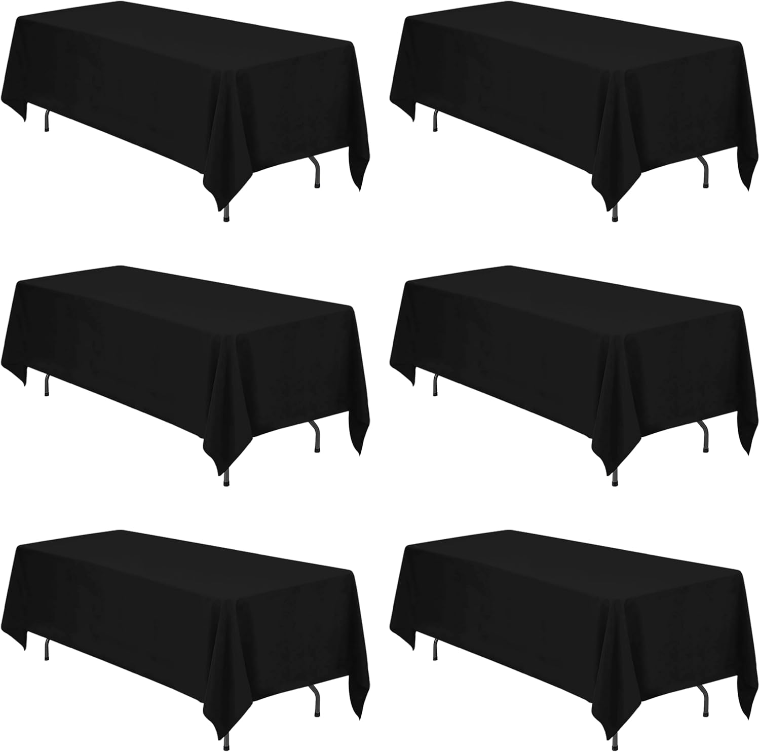 Premium 6 Pack Black Tablecloths for 6ft or 8ft Tables