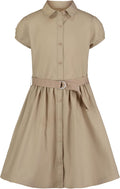 Nautica Girls' School Uniform Short Sleeve Shirtdress - Classic Fit