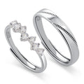 Meissa Sterling Silver Couple Ring Set - Adjustable Personalized Rings