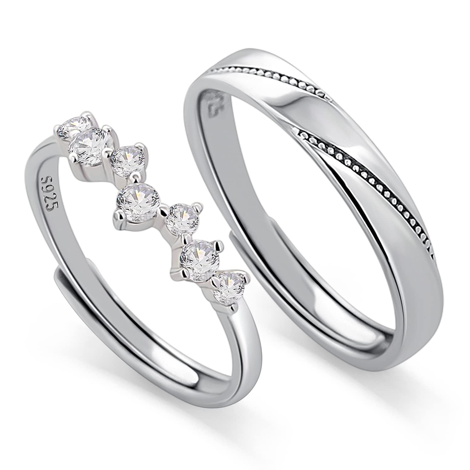 Personalized Adjustable Sterling Silver Couple Rings for Love