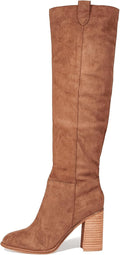 Erocalli Suede Knee-High Boots - Chunky Block High Heel Measurements
