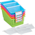 Chapter Book Library Bins with Dividers - Neon 4 Pack