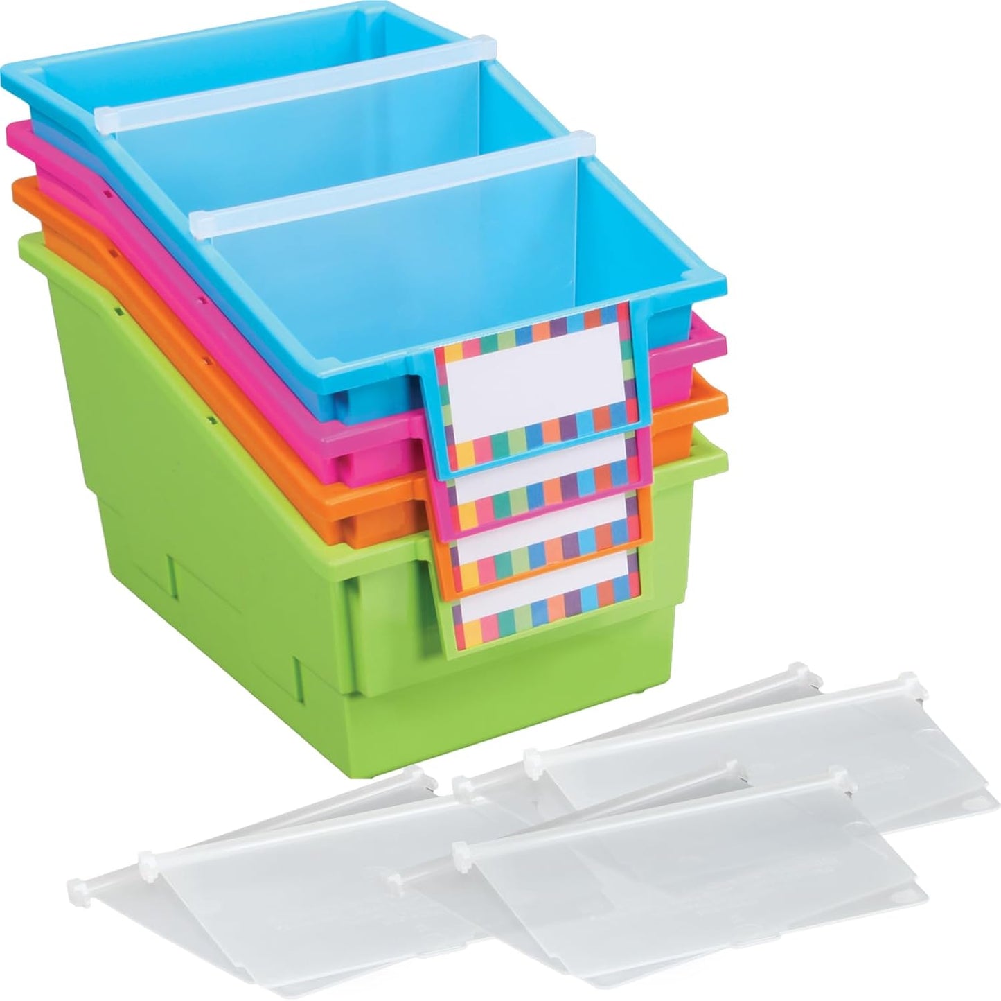 Chapter Book Library Bins with Dividers for Organized Spaces
