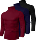 Men's Turtleneck Shirts 3 Pack - Cotton Stretch Mock Neck Slim Fit