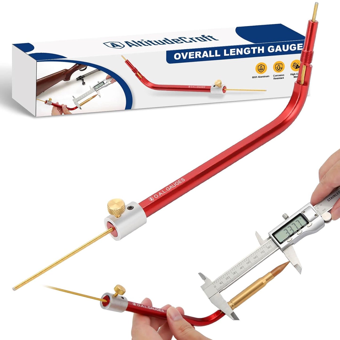Overall Length Gauge Curved for Precise Reloading Accuracy