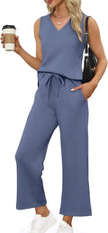 Two Piece Sets for Women Summer Vacation Travel Outfits V Neck Lounge