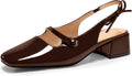 Coutgo Womens Mary Jane Slingback Chunky Low Heels - Bow Detail