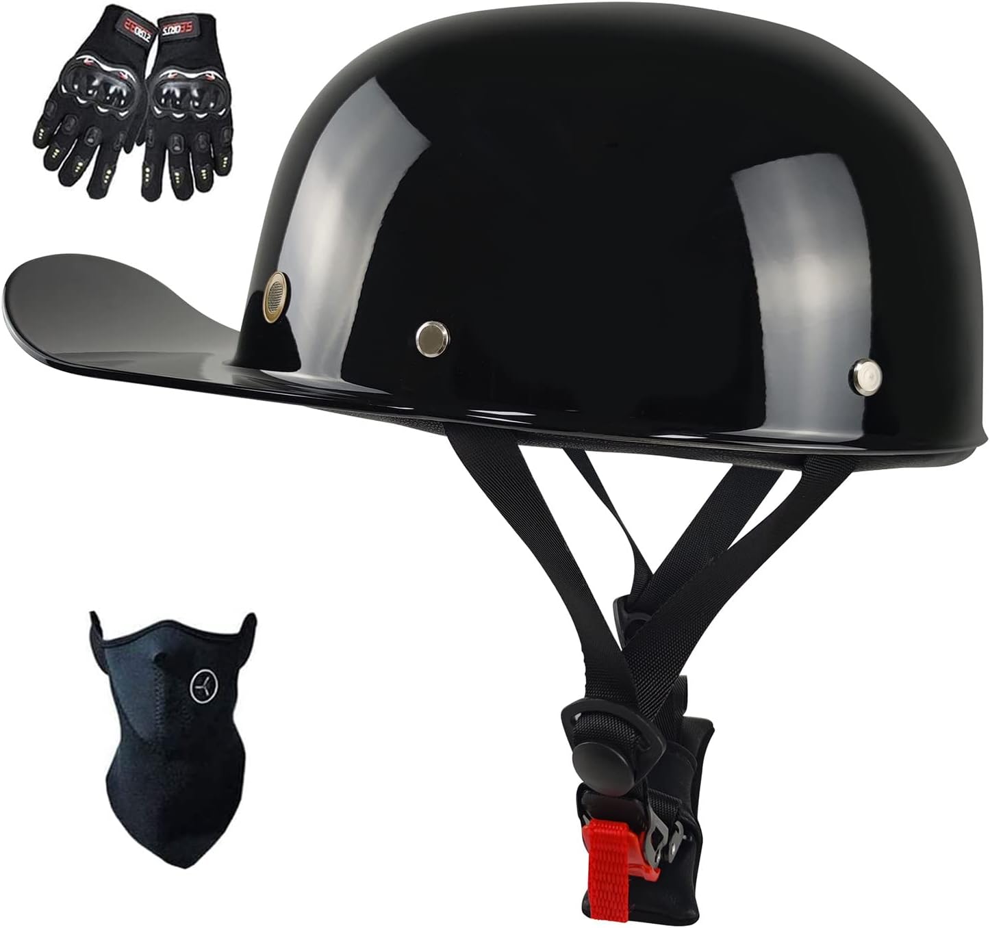 Baseball Cap Motorcycle Helmet - DOT Approved Vintage Open Face