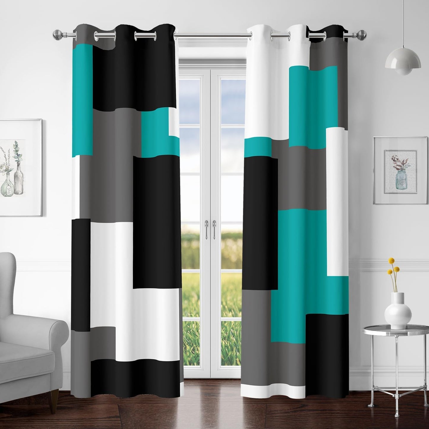 Teal 100% Blackout Curtains for Bedroom 96 inch Length Panels