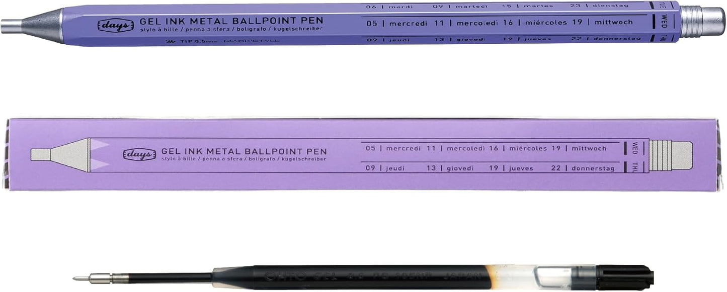 MARK'STYLE days Gel Ink Metal Ballpoint Pen for Smooth Writing