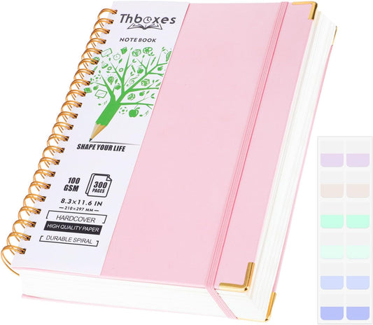 Pink A4 Spiral Notebook 300 Pages with Index Sticker