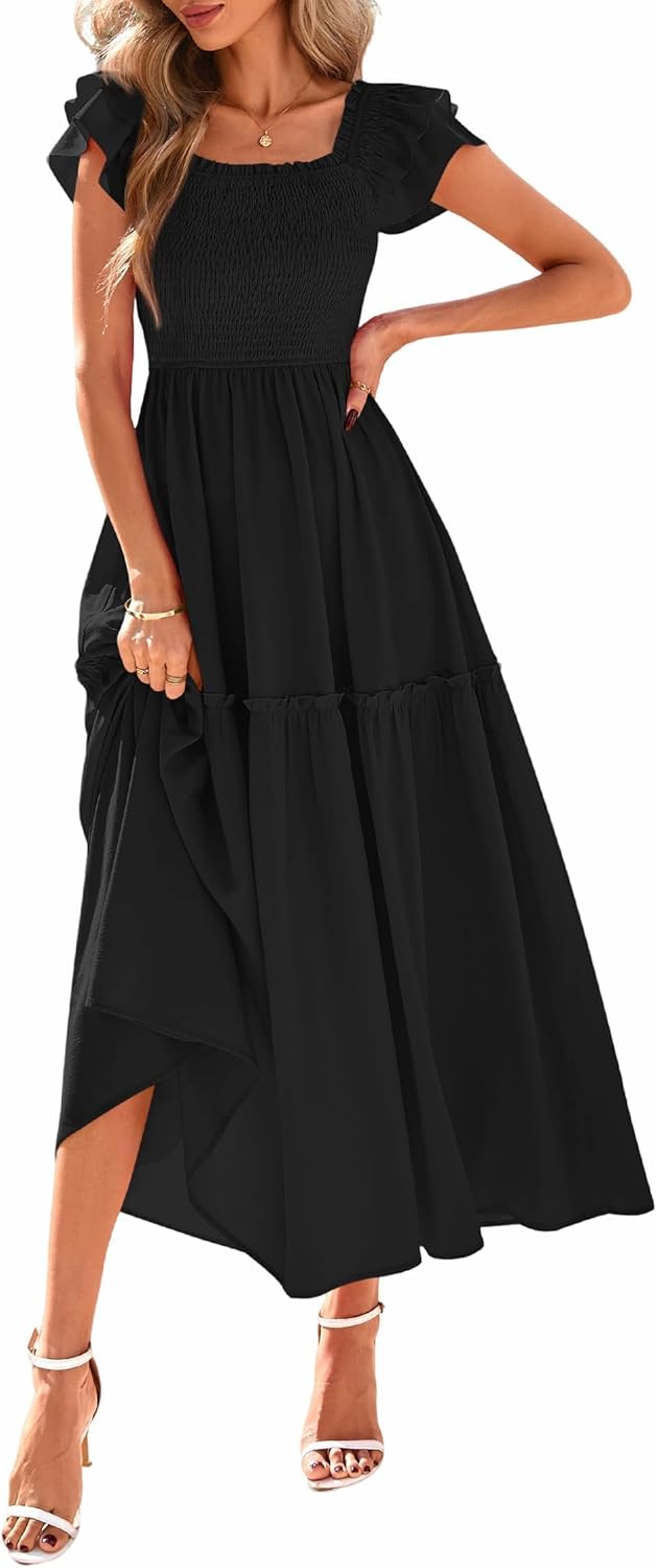 KIRUNDO Smocked Summer Dresses for Women 2025 Wedding Guest