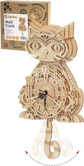 Wooden 3D Puzzles for Adults by Jigtoy - Cat Clock Decor