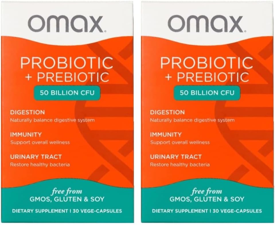 Omax3 Prebiotic & Probiotic 50 Billion CFU for Gut Health