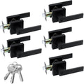 Entry Door Lock Set Square Lever - Matte Black Privacy Lock