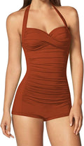Sovoyontee Women's One Piece Tummy Control Boyleg Ruched Swimsuit