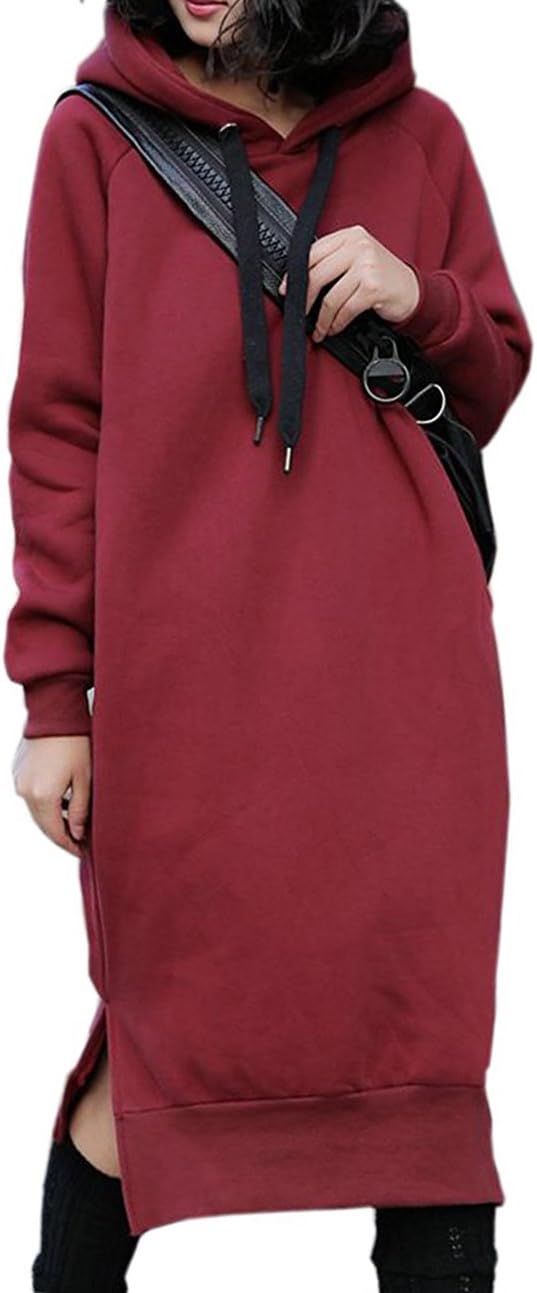 NUTEXROL Women's Thickening Long Fleece Hoodie Dress for Comfort