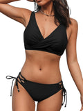CUPSHE Women's Front Cross Lace Up Bikini Set - Flattering Coverage Be