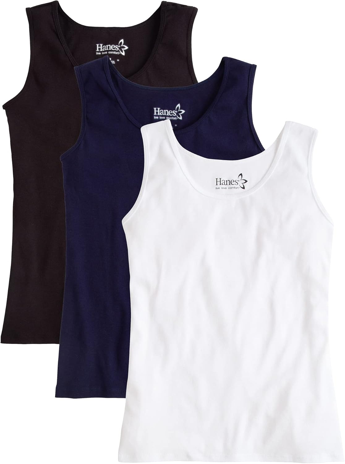 Hanes Women's Mini-Ribbed Cotton Tank Tops for Everyday Comfort