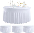 4Pack White Round Spandex Tablecloths for 60 in Table - Fitted Stretch